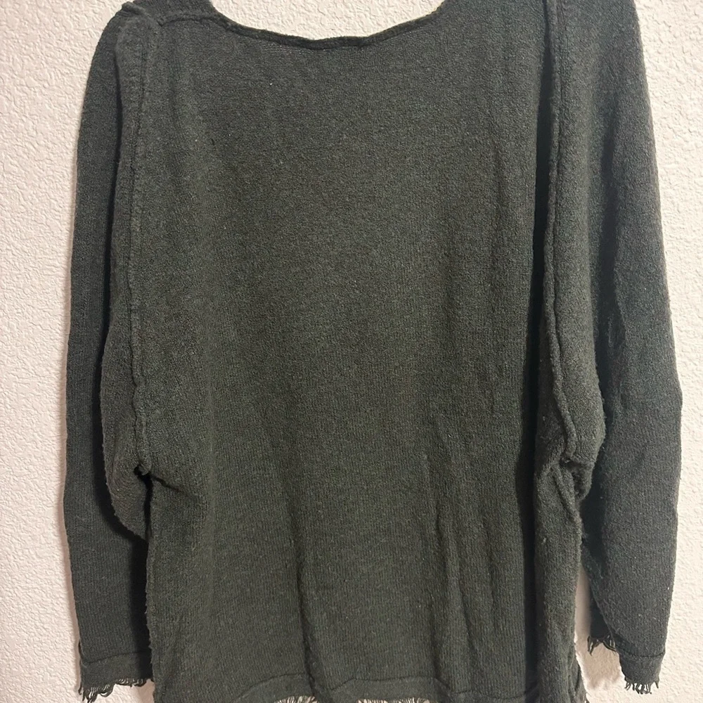 Free People Irresistible wool/linen blend sweater womens M fringe boho oversized - Picture 4 of 5